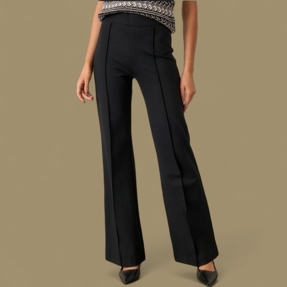 SPANX Pants - SPANX 'The Perfect Black High-Rise Flare' Elastic Waist Center Seam Trousers L/P